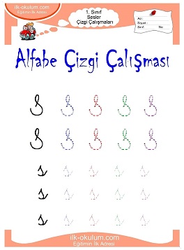 Çocuklar İçin Sesler Çizgi Çalışmaları Çalışma Sayfaları 